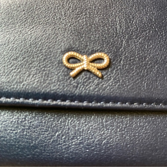 Auth Anya Hindmarch Trifold Navy Blue Wallet PRISTINE w/ Box - Picture 4 of 13